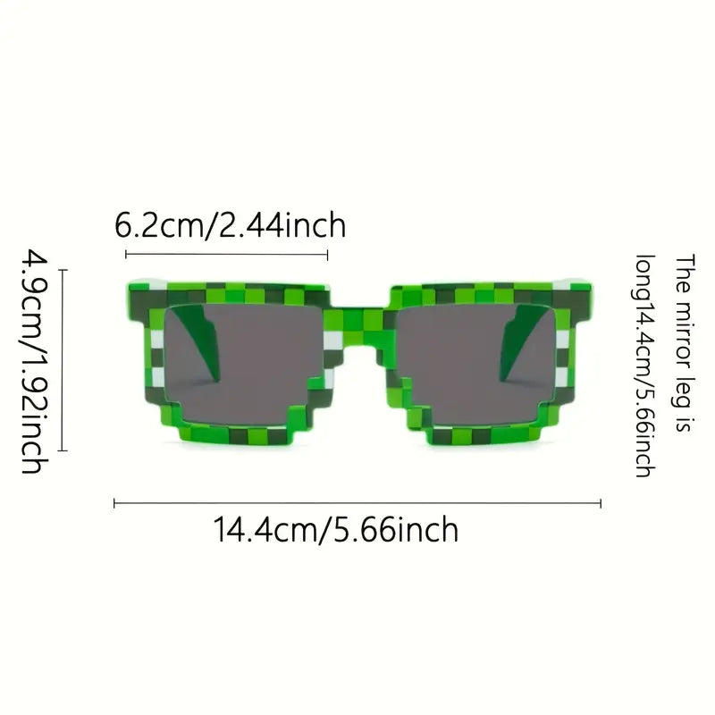 Pixel Style Fashion Glasses – Funny Creeper Goggles for Parties & Cosplay