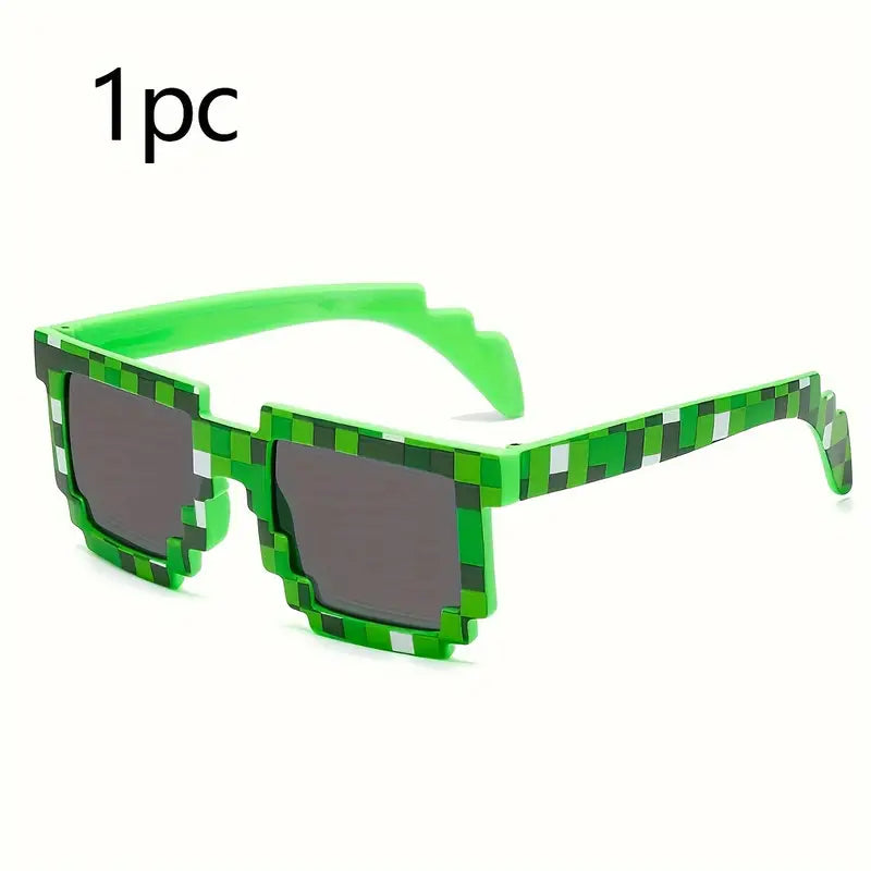 Pixel Style Fashion Glasses – Funny Creeper Goggles for Parties & Cosplay