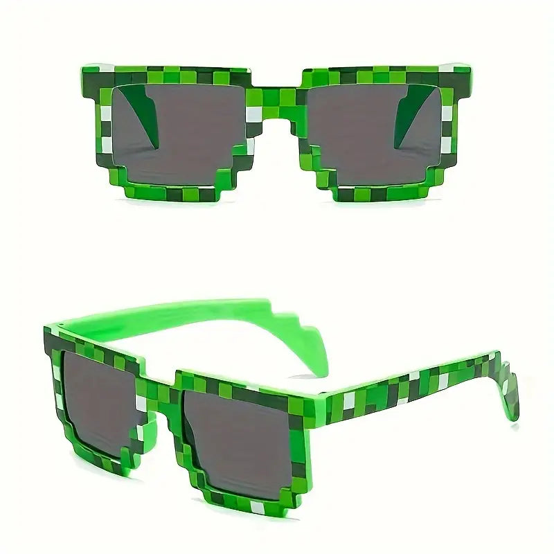 Pixel Style Fashion Glasses – Funny Creeper Goggles for Parties & Cosplay