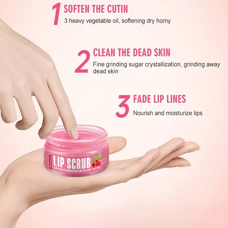 Amatoni Raspberry Lip Scrub - Exfoliate & Hydrate for Smooth, Plump Lips