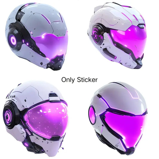 4-in-1 Alien Helmet Stickers - Futuristic & Eye-Catching Car Decals