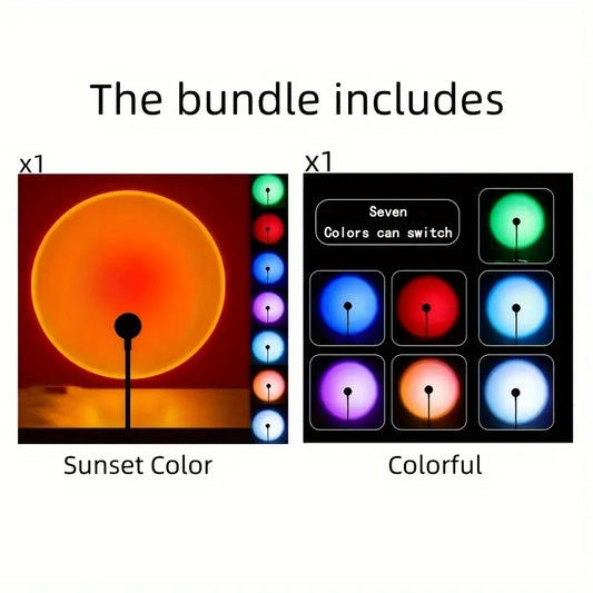 7-Color Adjustable Projection Mini USB Sunset & Colorful LED Ambient Light