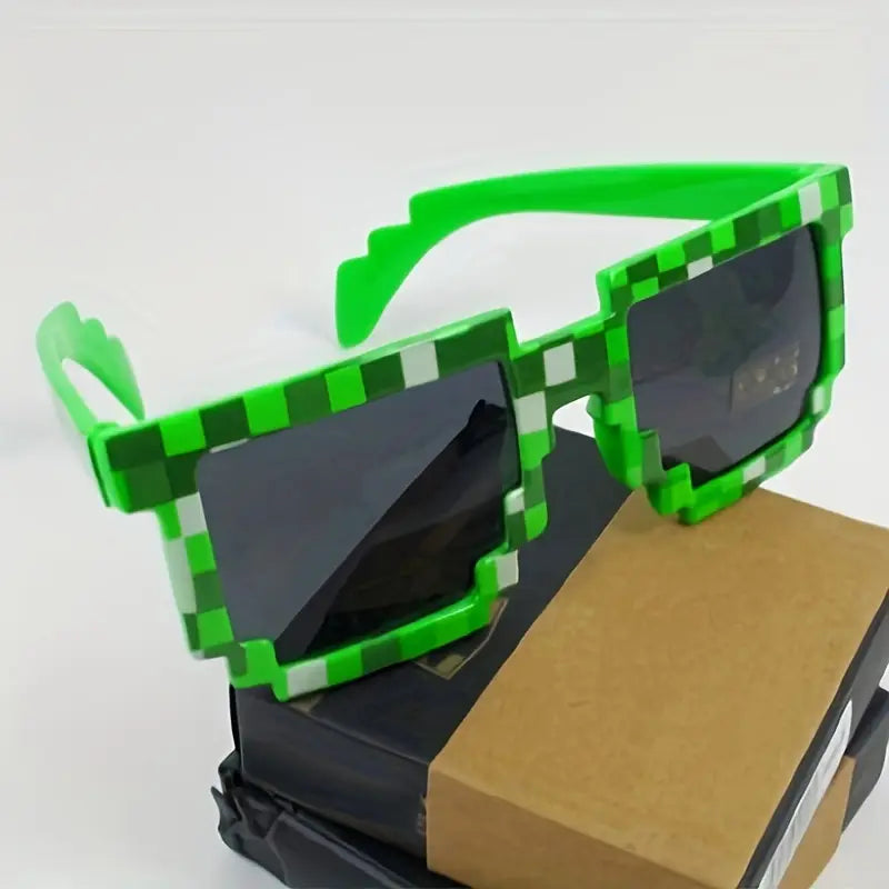 Pixel Style Fashion Glasses – Funny Creeper Goggles for Parties & Cosplay